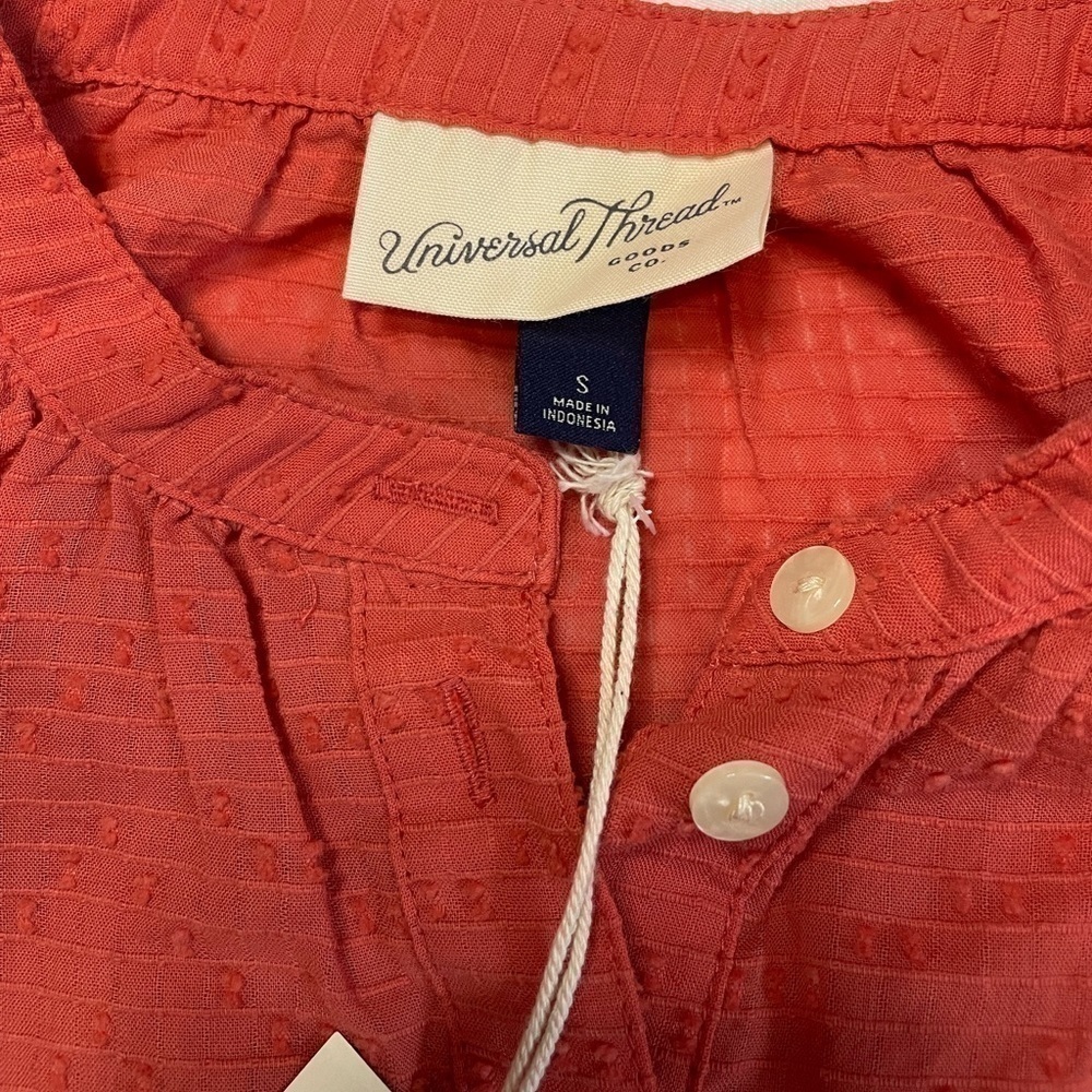 NWT Universal Thread size small orange/red long sleeve blouse - Picture 3 of 4